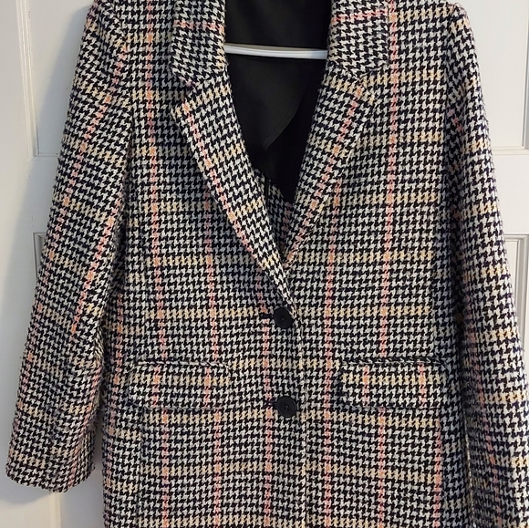 Oversized Plaid Blazer (size:XS, Brand: Old Navy, colour: black & pink) - Picture 1 of 6